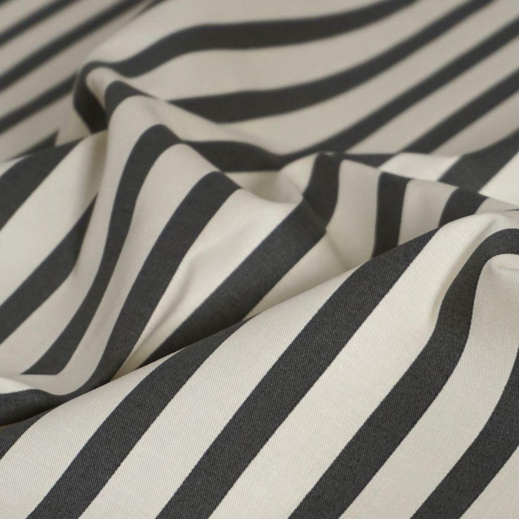 Baumwollstoff Stretch Längsstreifen schwarz ecru